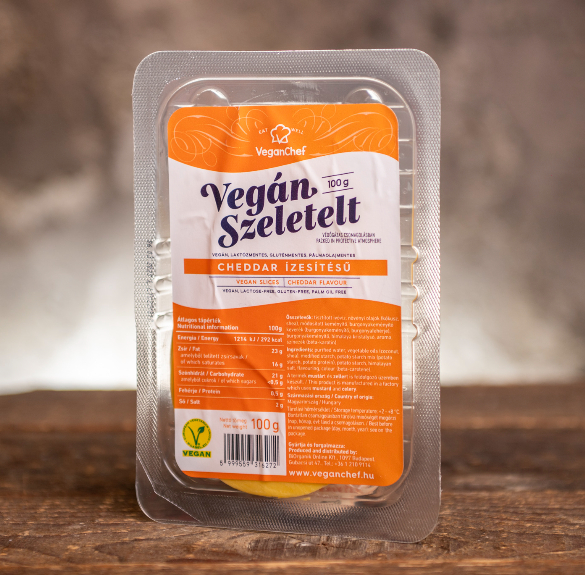 Veganchef - Vegán Szeletelt cheddar ízesítésű - 100 g