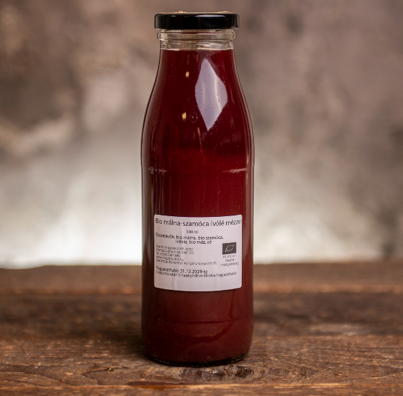 Bio málna-szamóca ivólé mézzel - 500 ml
